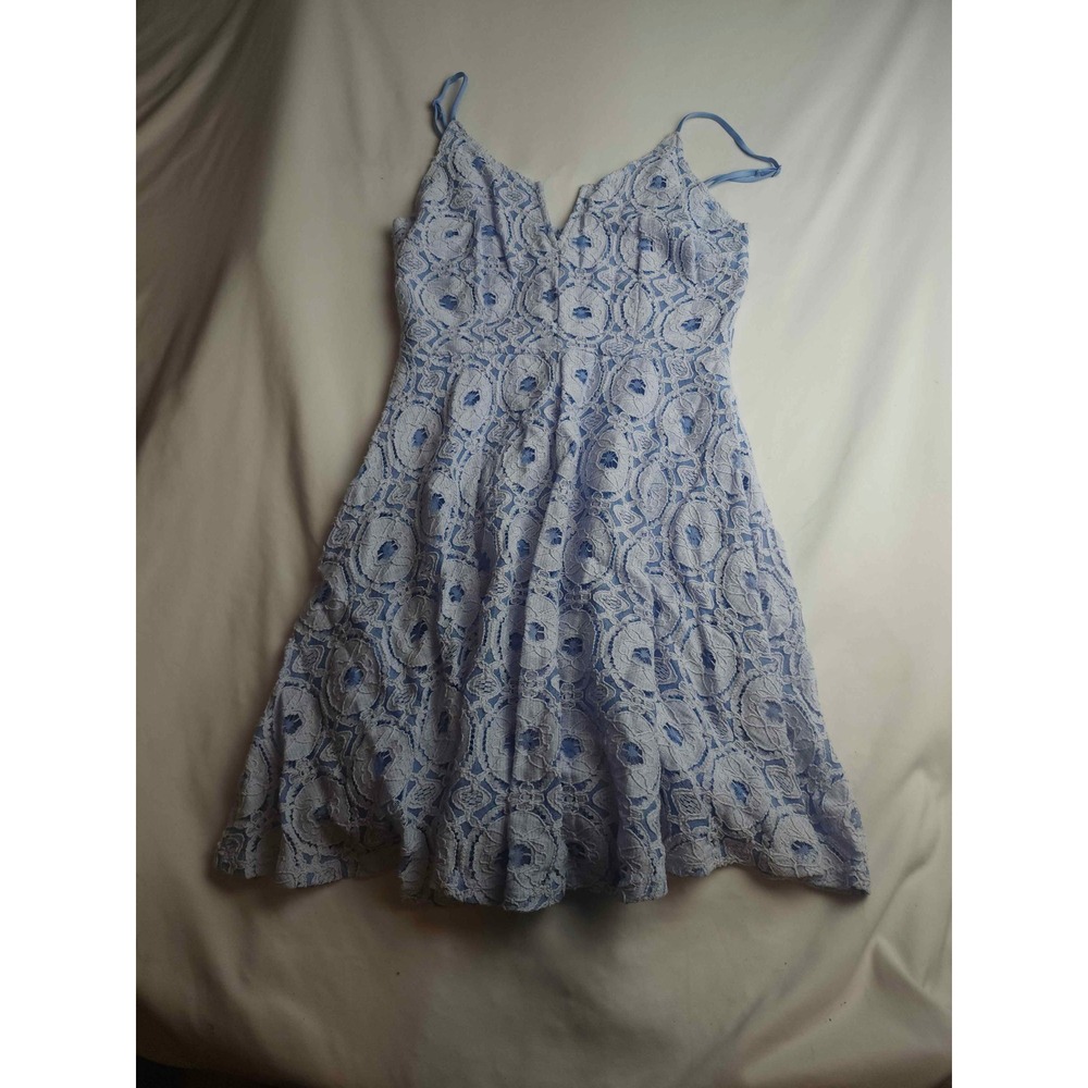AQUA Light Blue Lace Fit and‎ Flare Womens Mini Dress Sleeveless Size M